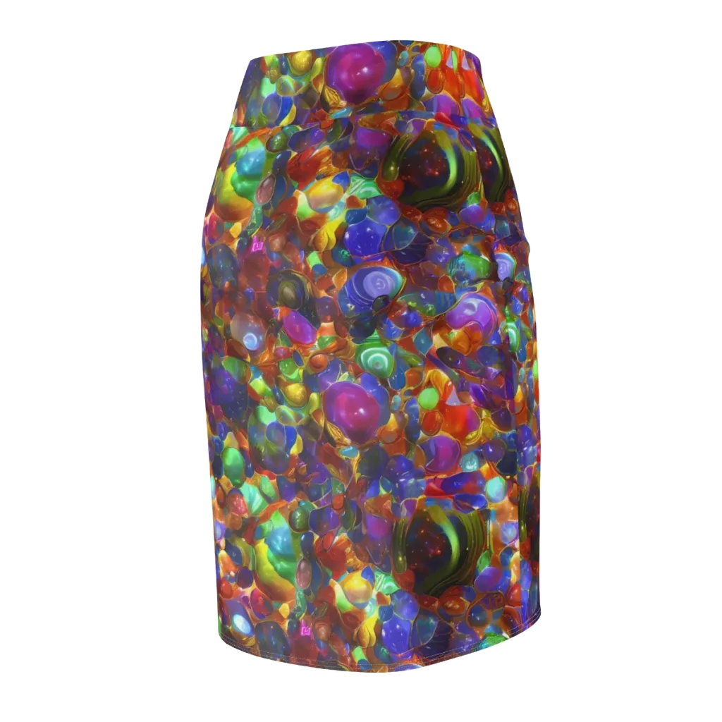 Prismatic Pebble Riot on Pencil Skirt — Back Side