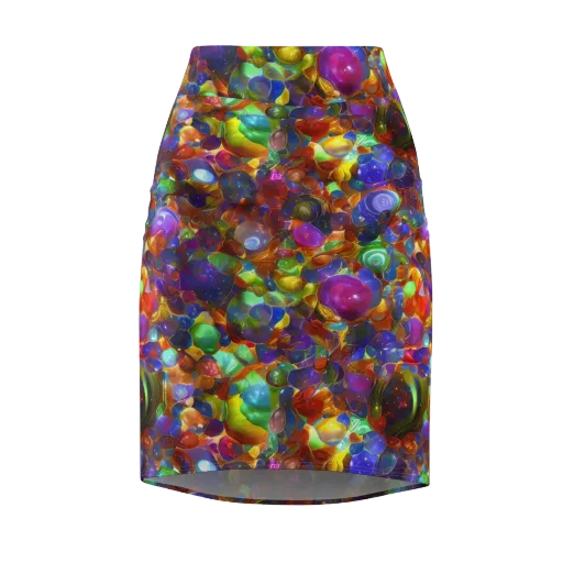 Prismatic Pebble Riot on a Pencil Skirt