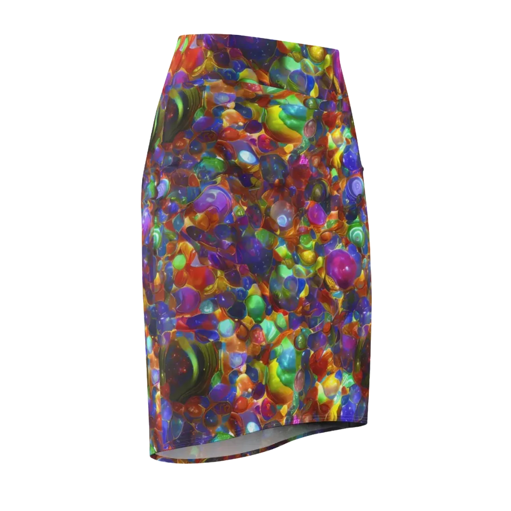 Prismatic Pebble Riot on Pencil Skirt — Front Side