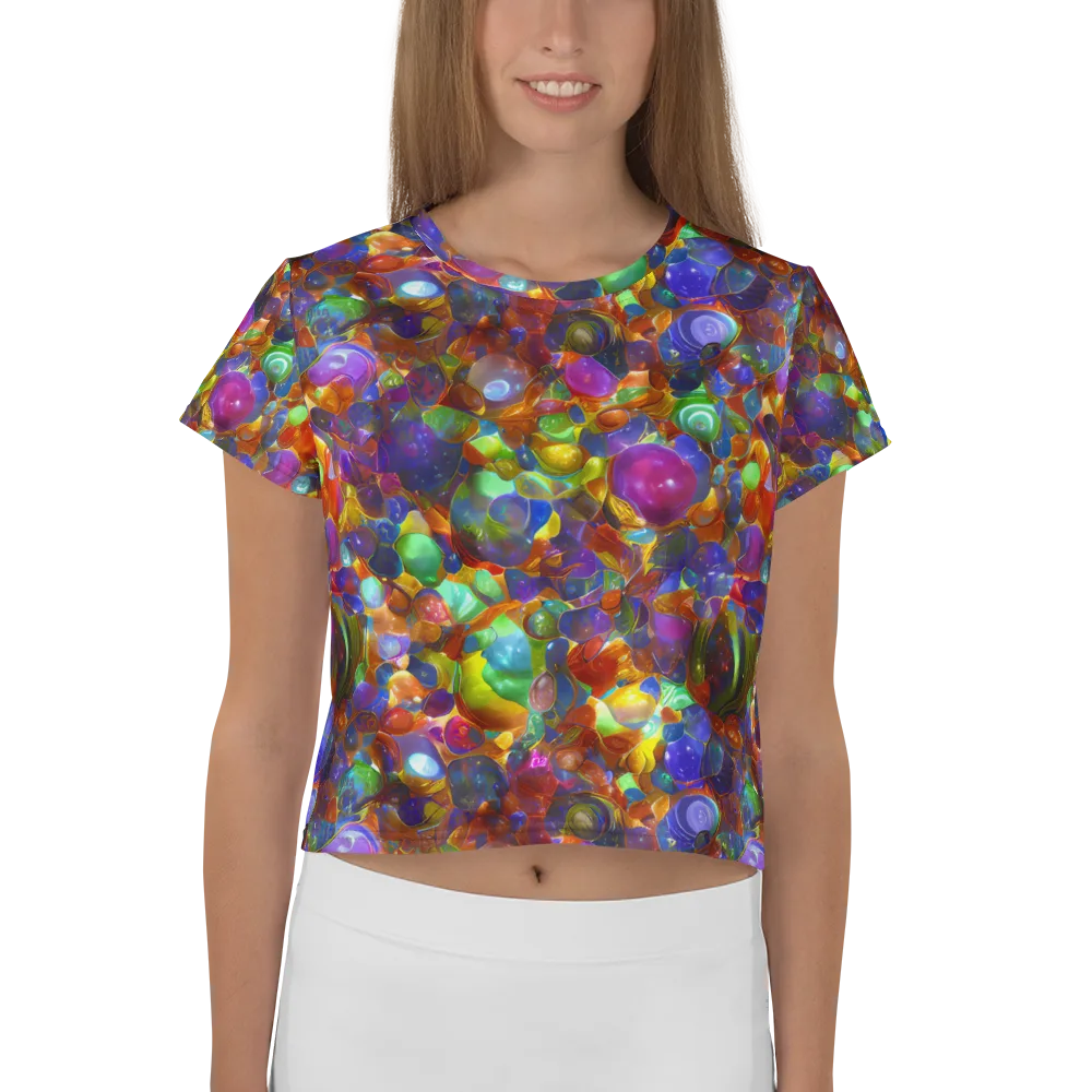 Prismatic Pebble Riot on Crop Tee — Front