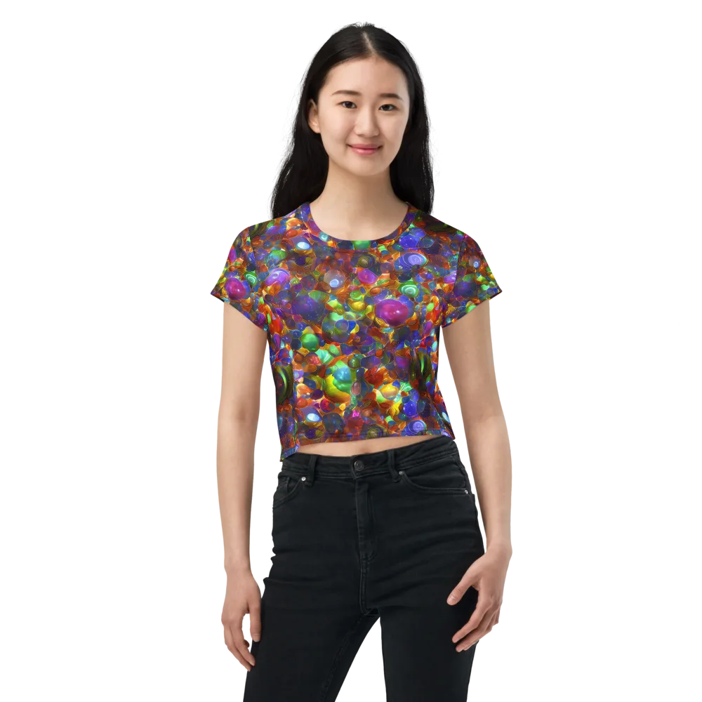 Prismatic Pebble Riot on Crop Tee — Front