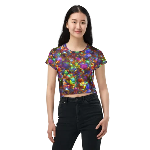 Prismatic Pebble Riot on a Crop Tee