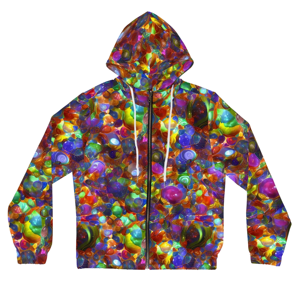 Prismatic Pebble Riot on Women's Full-Zip Hoodie — Front