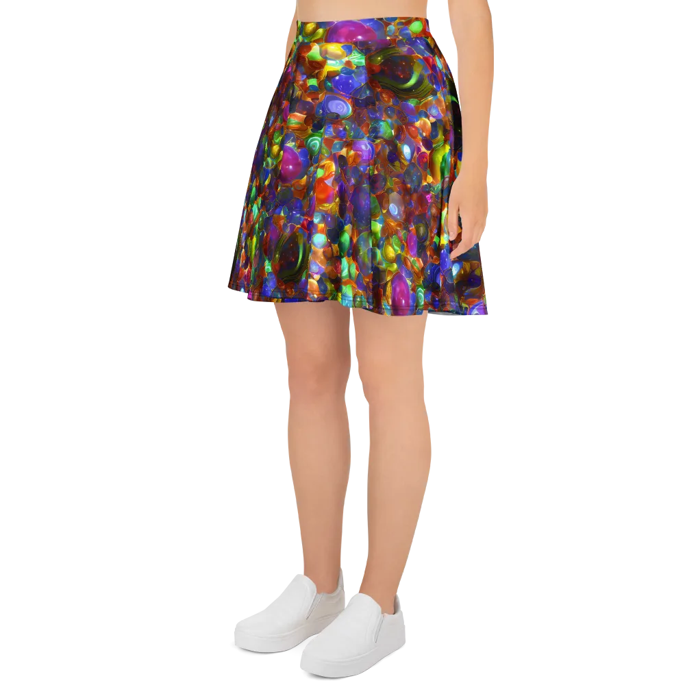 Prismatic Pebble Riot on Skater Skirt — Left
