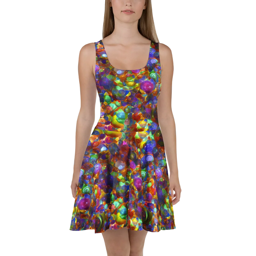 Prismatic Pebble Riot on Skater Dress — Front