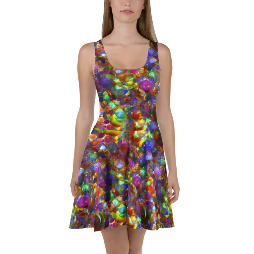 Prismatic Pebble Riot on a Skater Dress
