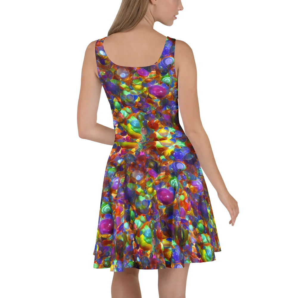 Prismatic Pebble Riot on Skater Dress — Back