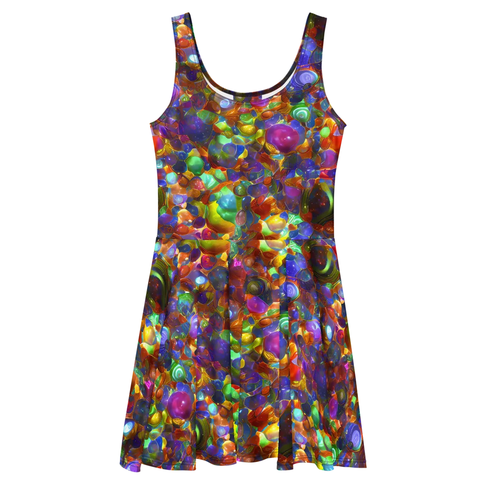Prismatic Pebble Riot on Skater Dress — Front
