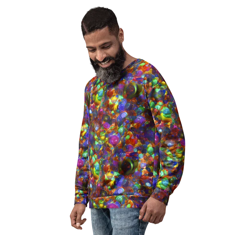 Prismatic Pebble Riot on Sweatshirt — Left Front