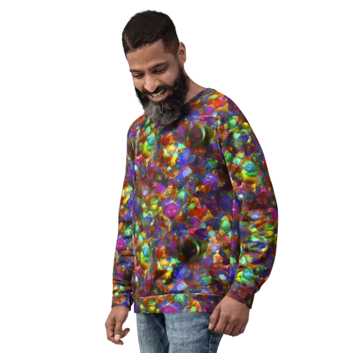 Prismatic Pebble Riot on a Sweatshirt