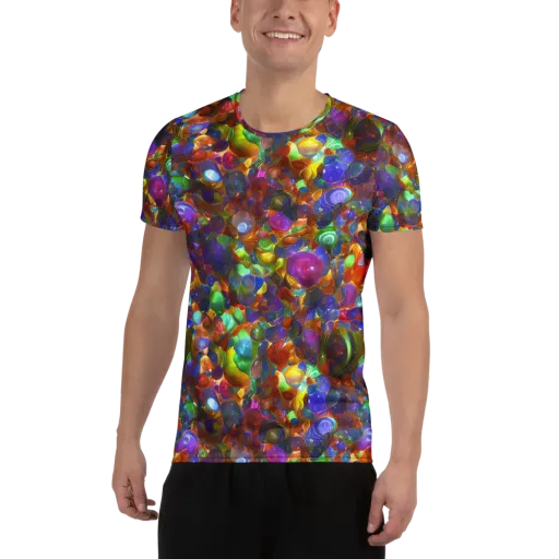 Prismatic Pebble Riot on a Men's Athletic T-Shirt