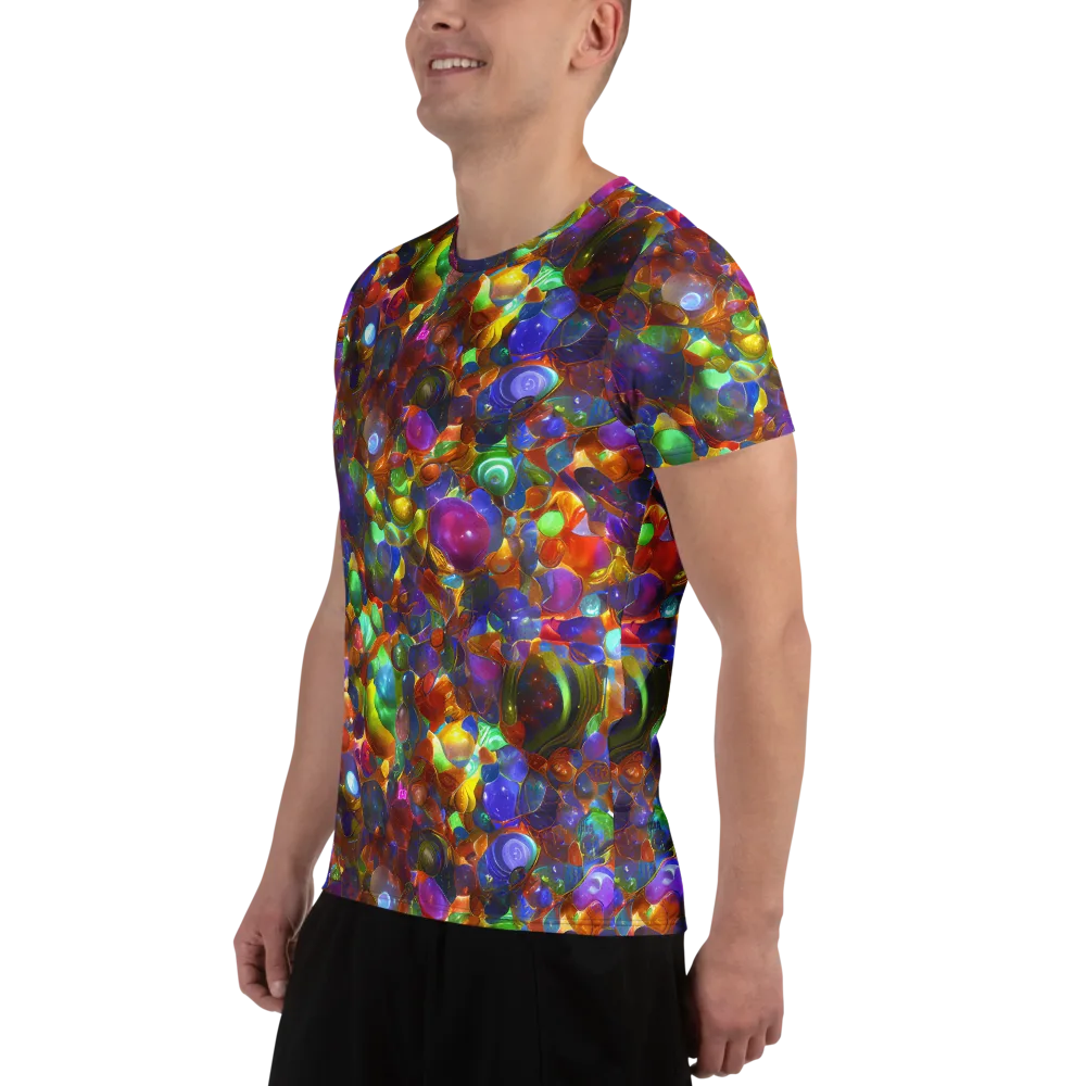 Prismatic Pebble Riot on Men's Athletic T-Shirt — Left