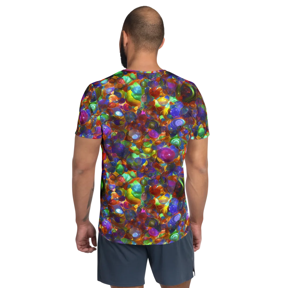 Prismatic Pebble Riot on Men's Athletic T-Shirt — Back