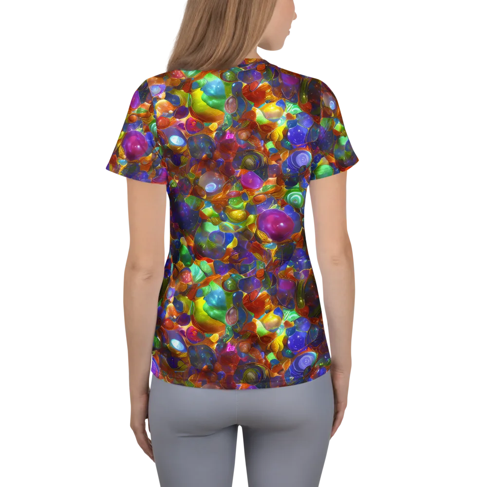 Prismatic Pebble Riot on Women's Athletic T-Shirt — Back
