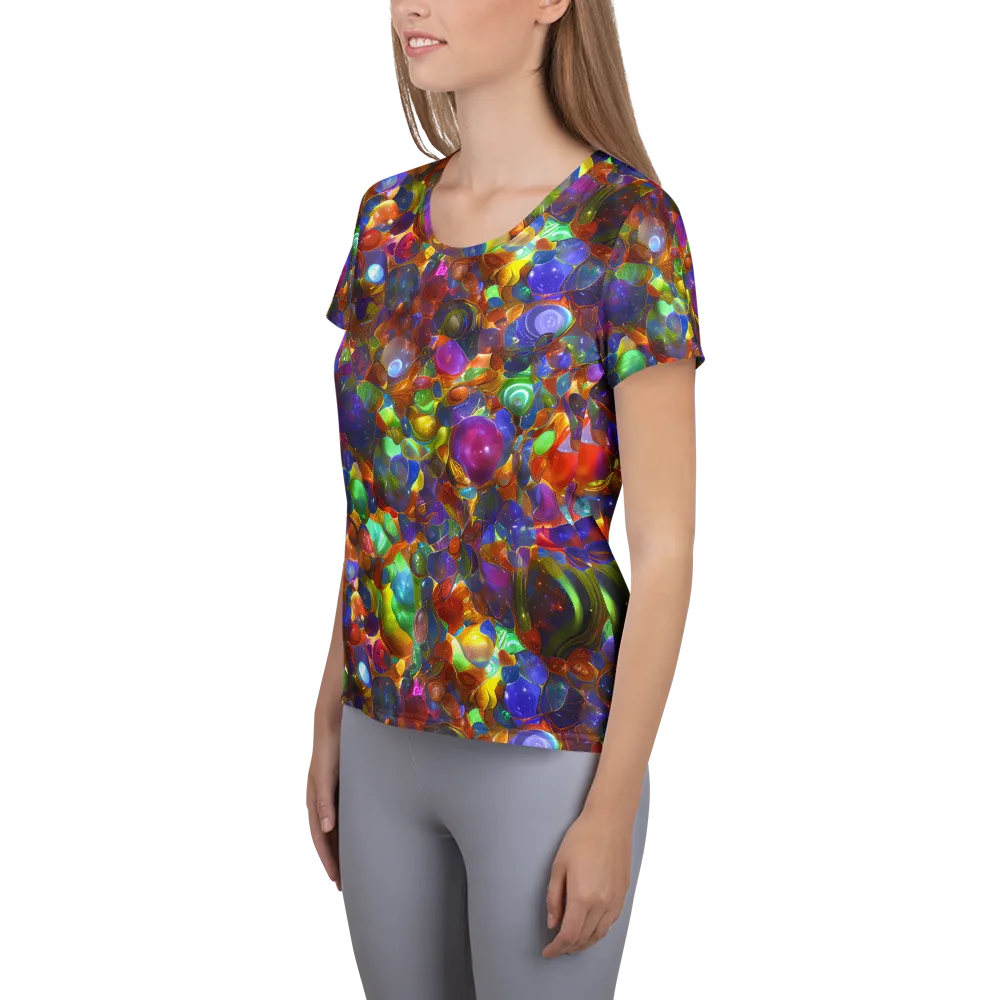 Prismatic Pebble Riot on Women's Athletic T-Shirt — Left