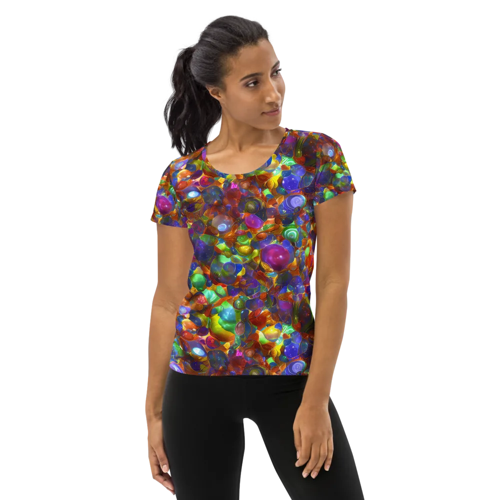 Prismatic Pebble Riot on Women's Athletic T-Shirt — Front