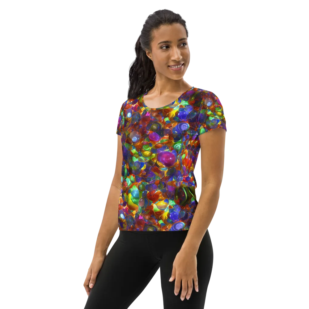 Prismatic Pebble Riot on Women's Athletic T-Shirt — Left