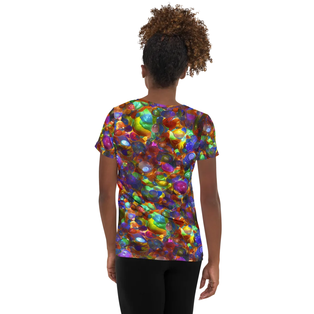 Prismatic Pebble Riot on Women's Athletic T-Shirt — Back
