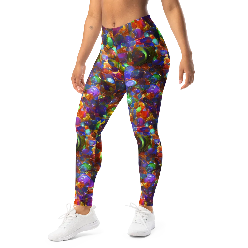Prismatic Pebble Riot on Leggings — Left Front
