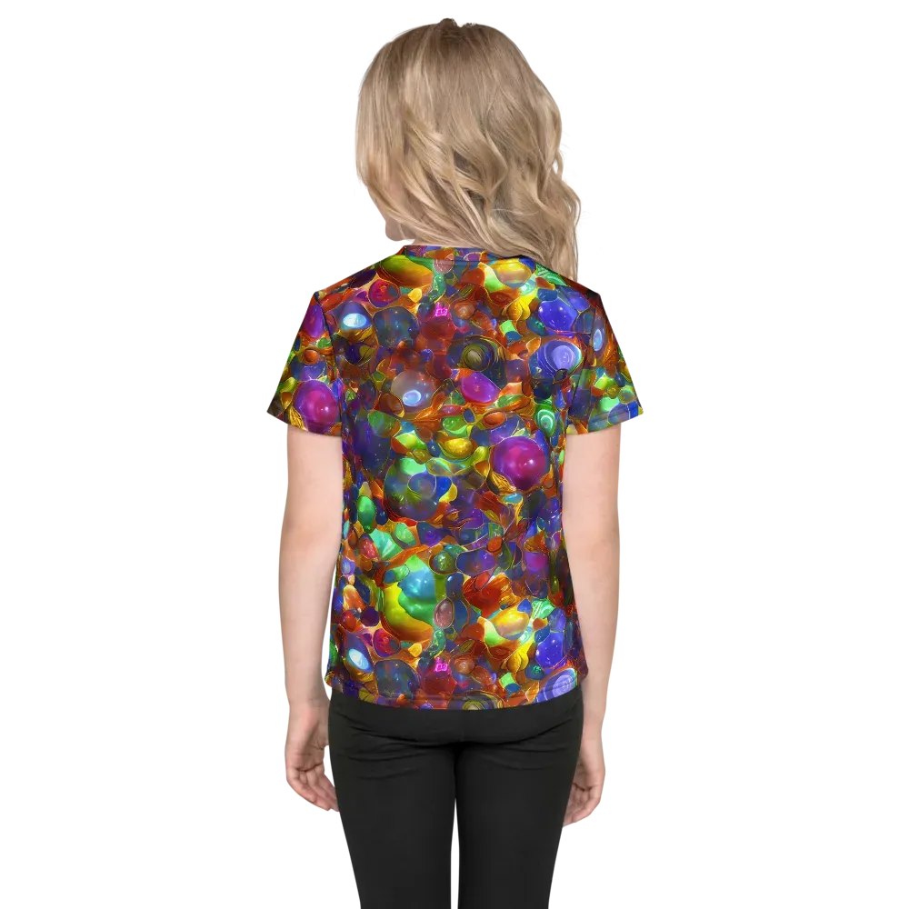 Prismatic Pebble Riot on Kids Crew Neck T-Shirt — Back
