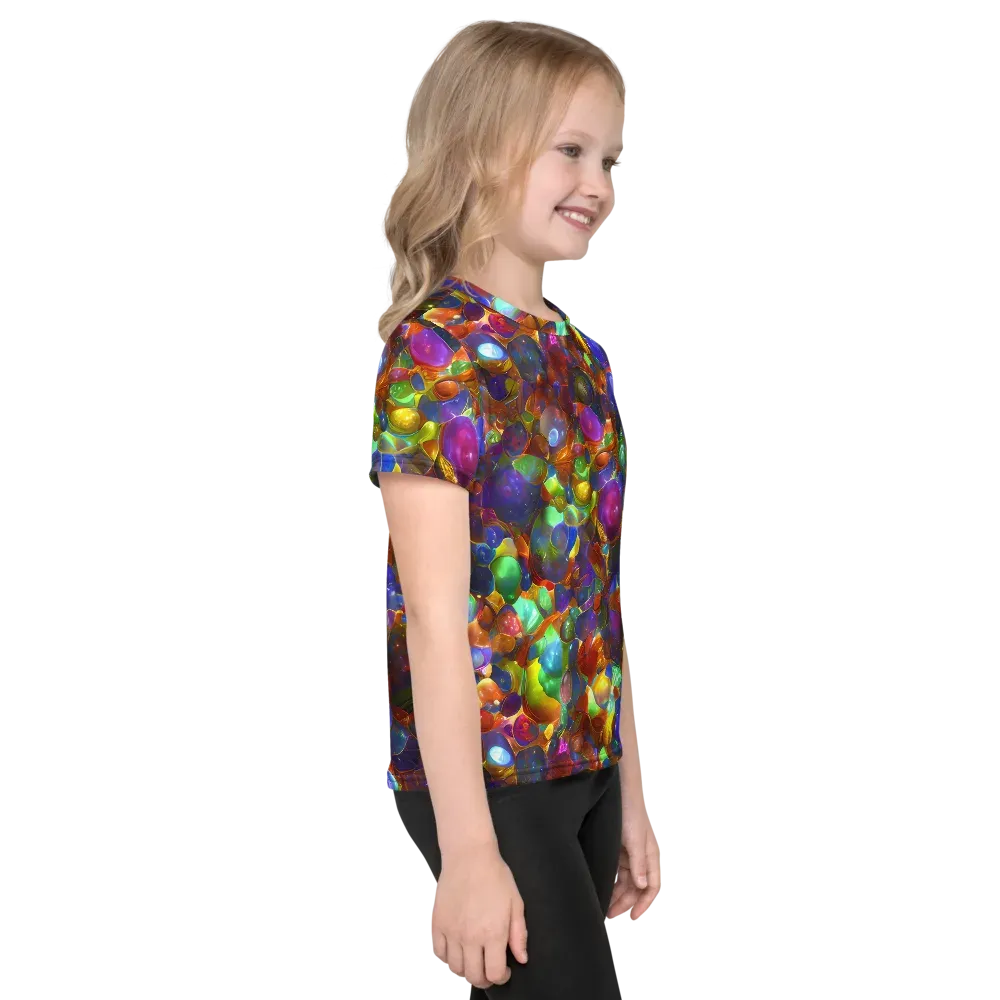 Prismatic Pebble Riot on Kids Crew Neck T-Shirt — Right