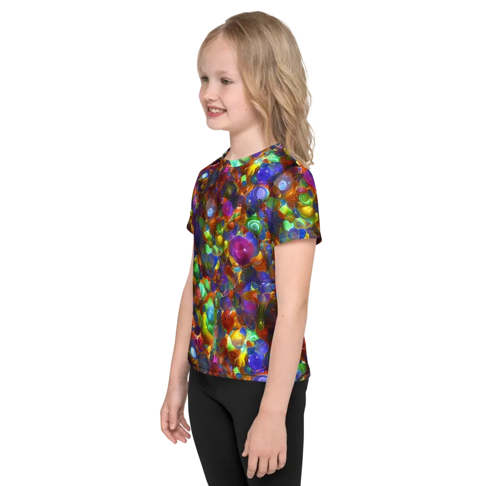 Prismatic Pebble Riot on Kids Crew Neck T-Shirt — Left