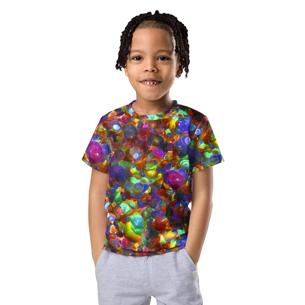 Prismatic Pebble Riot on Kids Crew Neck T-Shirt — Front