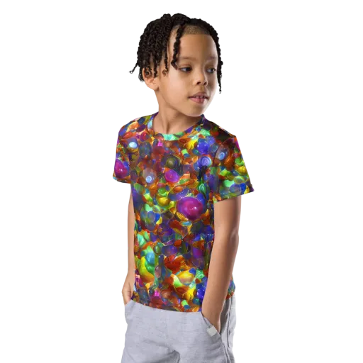 Prismatic Pebble Riot on a Kids Crew Neck T-Shirt