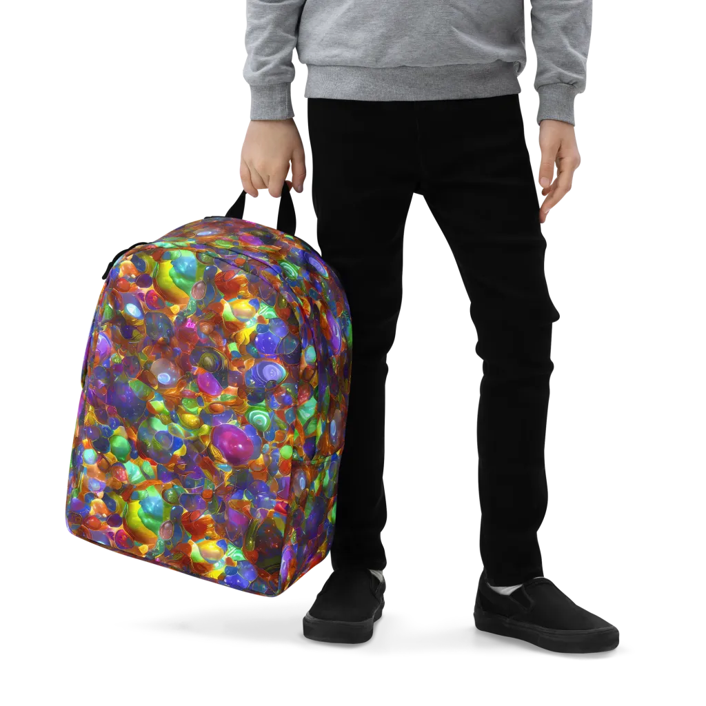 Prismatic Pebble Riot on Minimalist Backpack — Zoomed-in