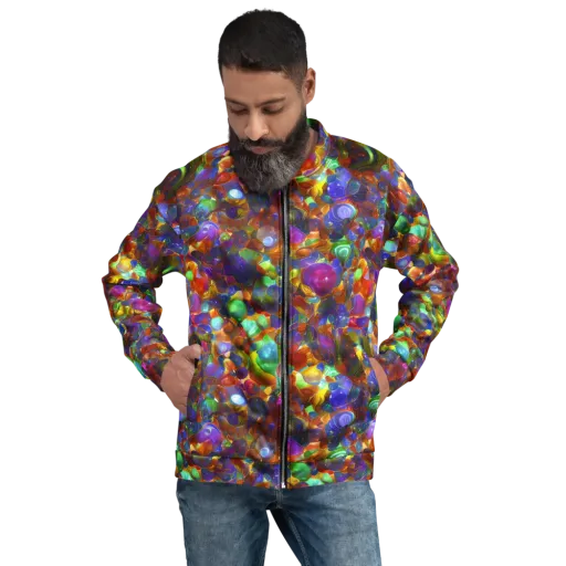 Prismatic Pebble Riot on a Bomber Jacket