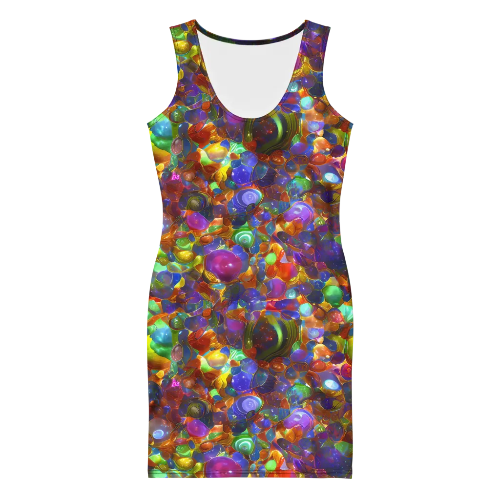 Prismatic Pebble Riot on Bodycon Dress — Front