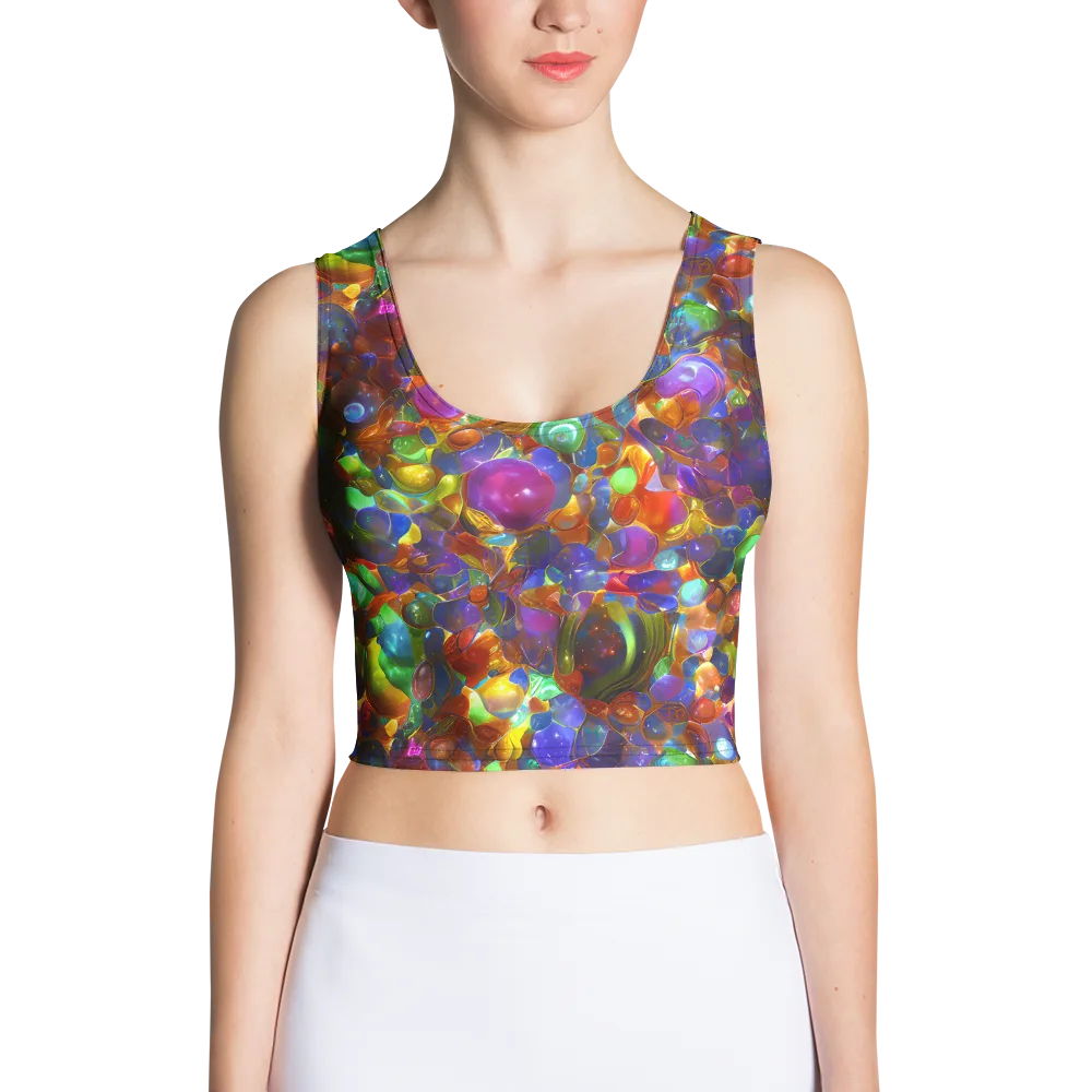 Prismatic Pebble Riot on Crop Top — Front