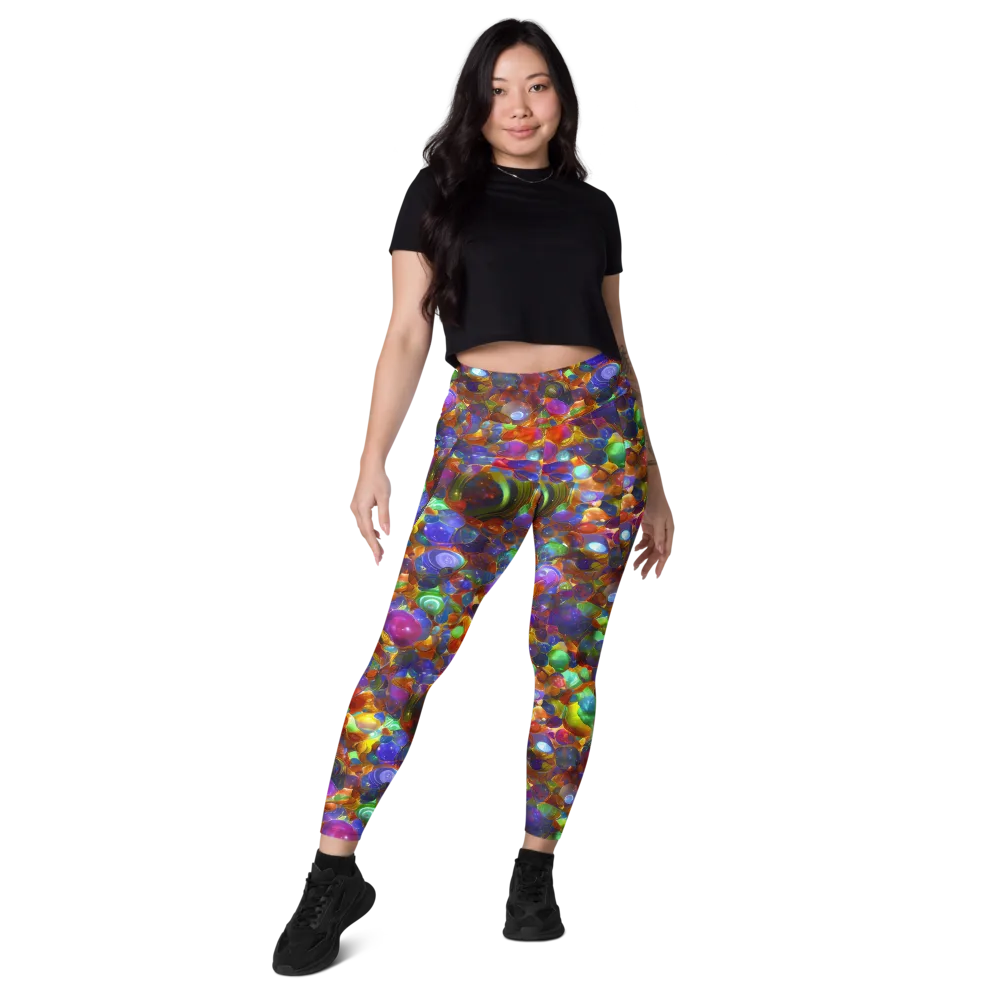 Prismatic Pebble Riot on Leggings with Pockets — Front