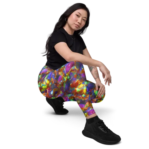Prismatic Pebble Riot on a Leggings with Pockets