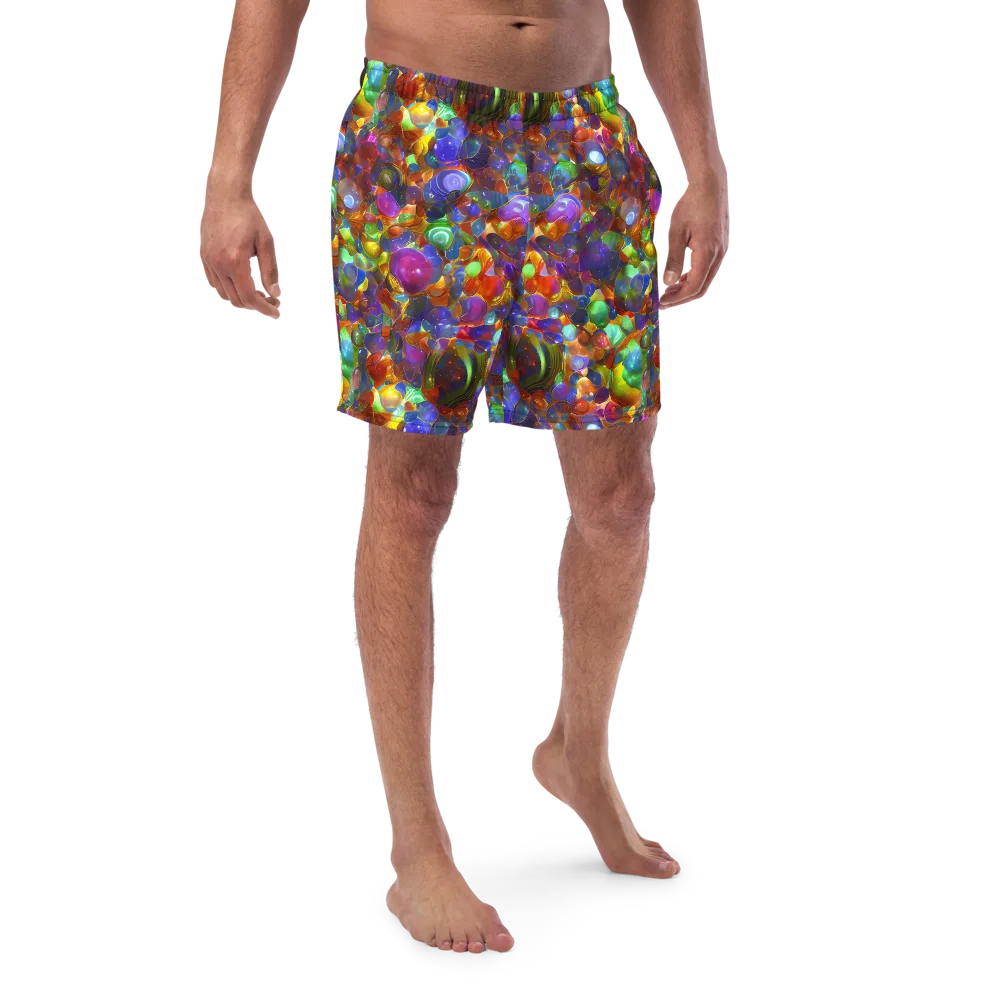 Prismatic Pebble Riot on Swim Trunks — Front