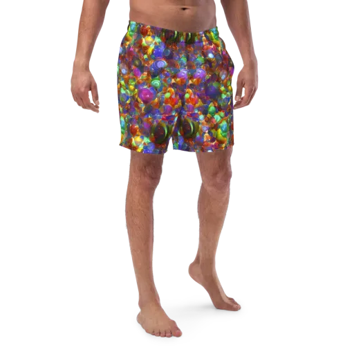 Prismatic Pebble Riot on a Swim Trunks