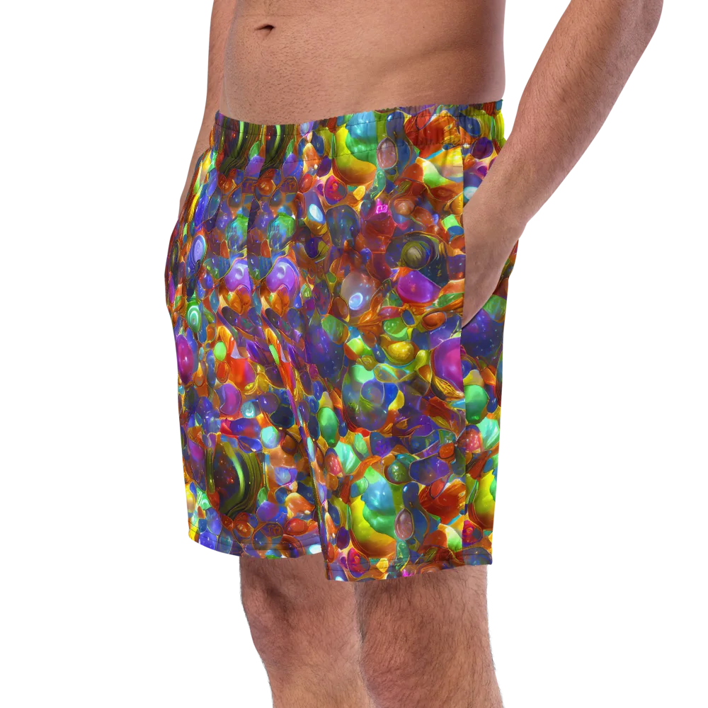 Prismatic Pebble Riot on Swim Trunks — Left Front