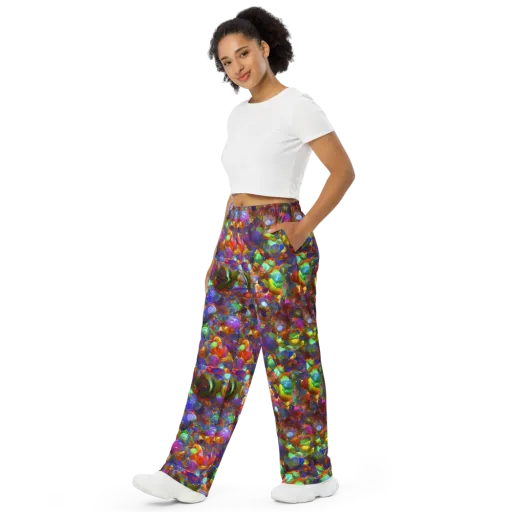 Prismatic Pebble Riot on a Wide-Leg Pants
