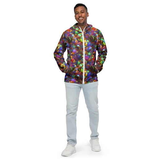Prismatic Pebble Riot on a Men's Windbreaker