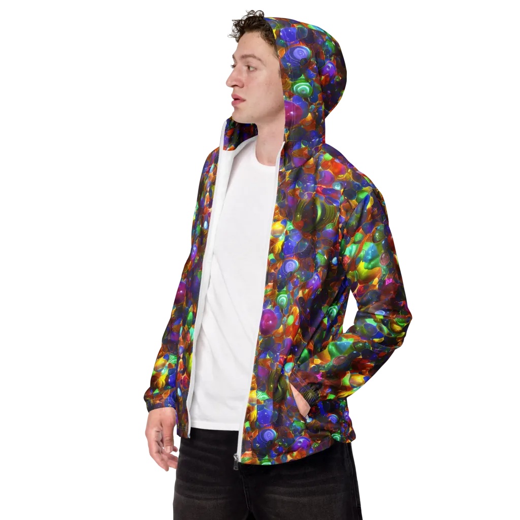 Prismatic Pebble Riot on Men's Windbreaker — Left Front