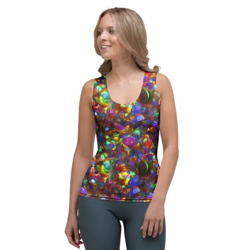 Prismatic Pebble Riot on a Women's Tank Top
