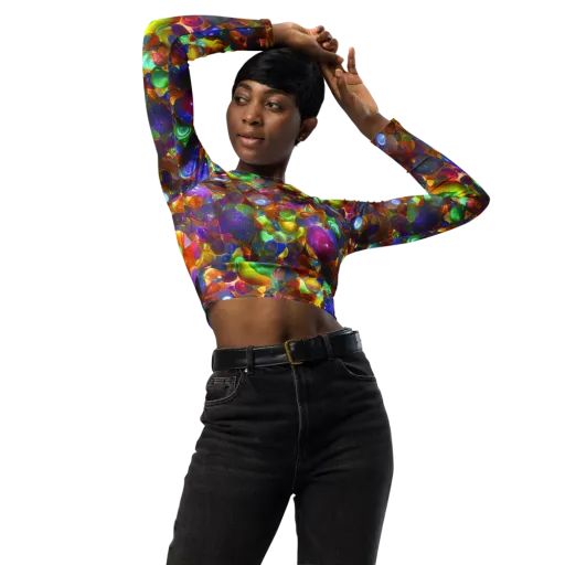 Prismatic Pebble Riot on a Long Sleeve Crop Top