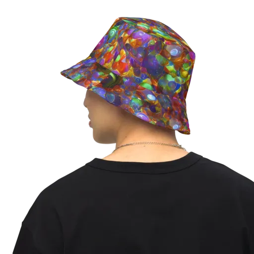 Prismatic Pebble Riot on a Reversible Bucket Hat