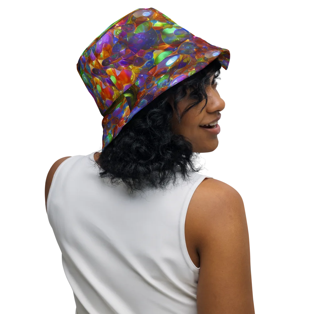 Prismatic Pebble Riot on Reversible Bucket Hat — Right Outside