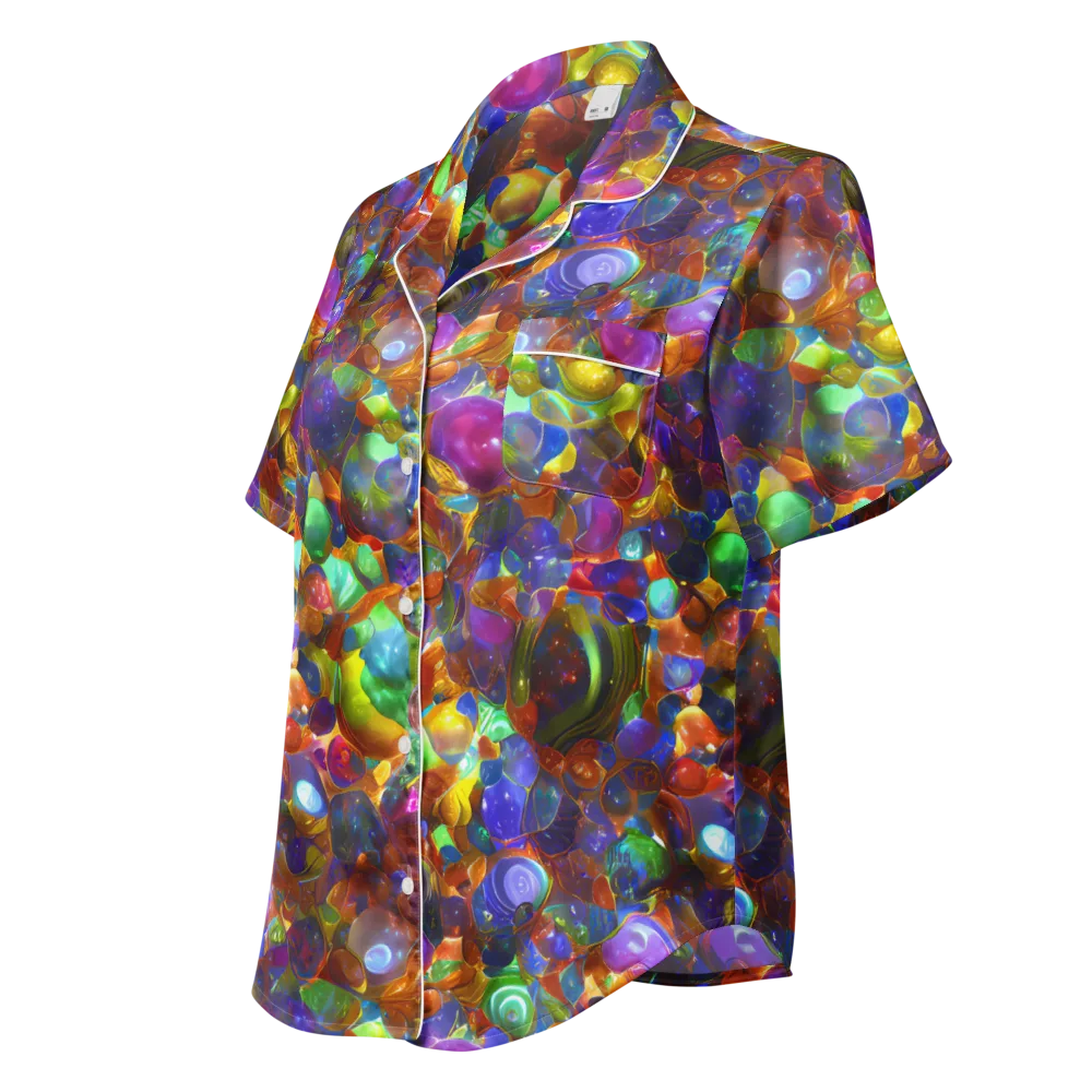 Prismatic Pebble Riot on Women's Short Sleeve Pajama Top — Left Front