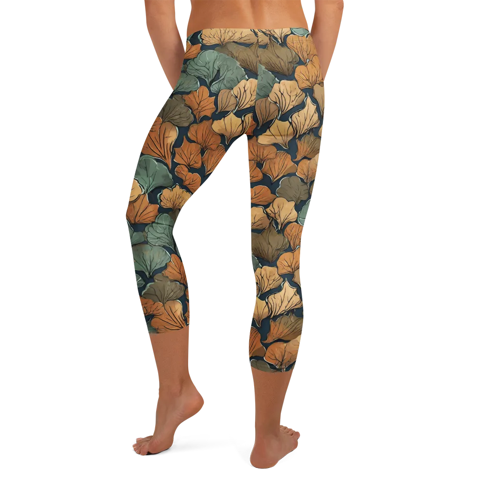 Midnight Foliage on Capri Leggings — Back
