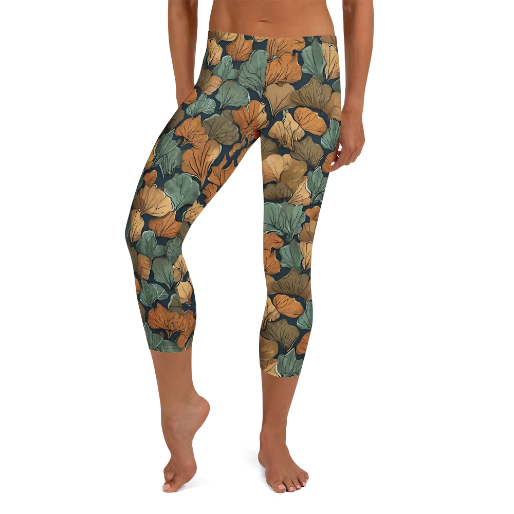 Midnight Foliage on Capri Leggings — Front