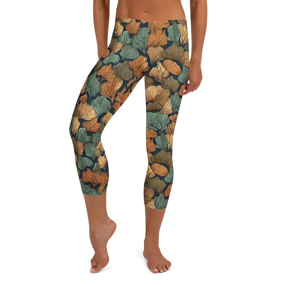 Midnight Foliage on Capri Leggings — Front