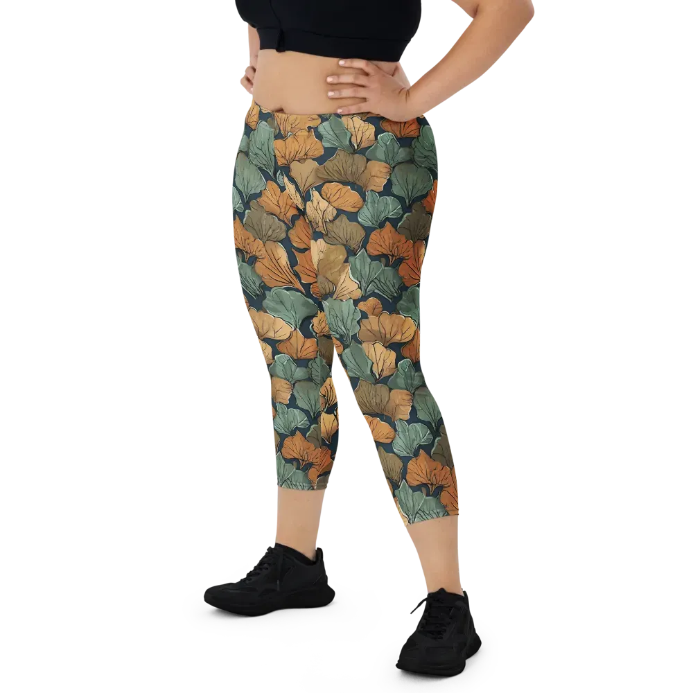 Midnight Foliage on Capri Leggings — Front