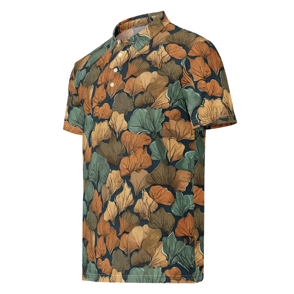 Midnight Foliage on Men's Slim Fit Polo Shirt — Left Front